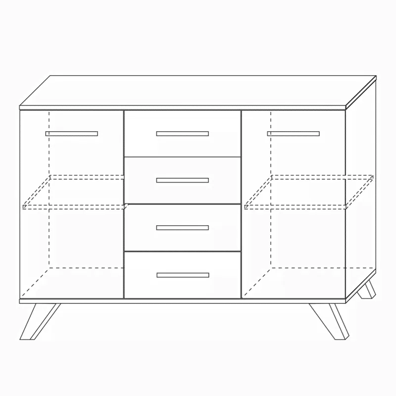 Комодино Вега Скандинавия, белый/дуб каньон/белый глянец-1