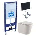 Унитаз Set Aquatek Вега AQ1904-00 с унитазом и кнопкой черной матовой + инсталляция и крепления 4в1