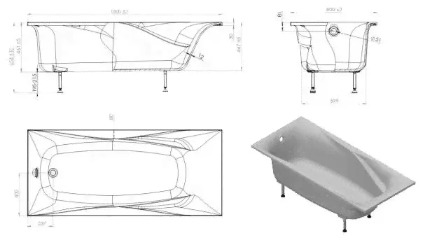 Ванна Astra-Form Вега Люкс 180x80 в цвете RAL-0