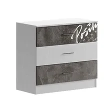 Комод 3 ящика Вега Позитив, 800х400х726, Белый/Бетон темный