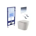 Комплект подвесной безободковый унитаз Aquatek Вега AQ1904-00 с микролифтом + система инсталляции Standard INS-0000012 с кнопкой смыва хром глянцевый